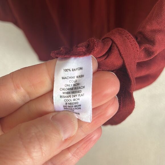 Loft Cold Shoulder Blouse Womens Small Red Burgundy - Picture 6 of 6